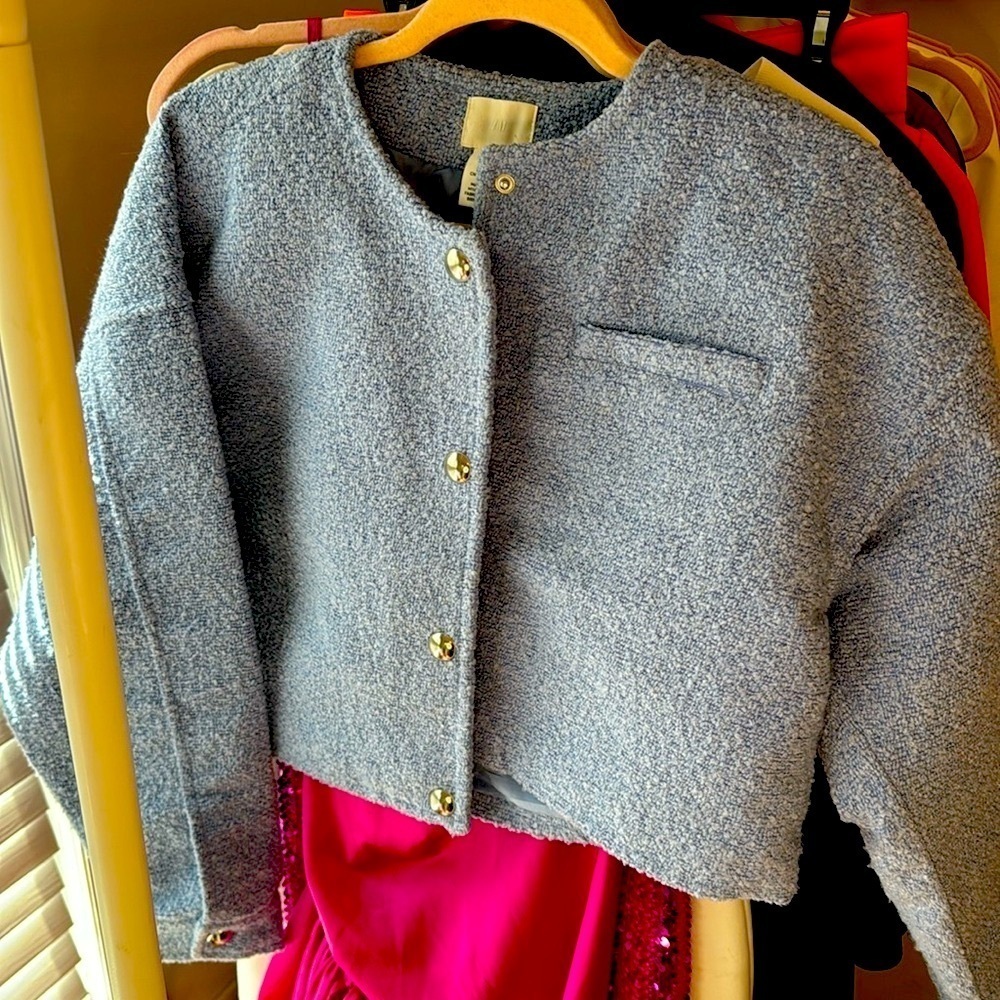 Tweed look thick bomber jacket. Matched perfect with Off-Whute ODSY-2000
